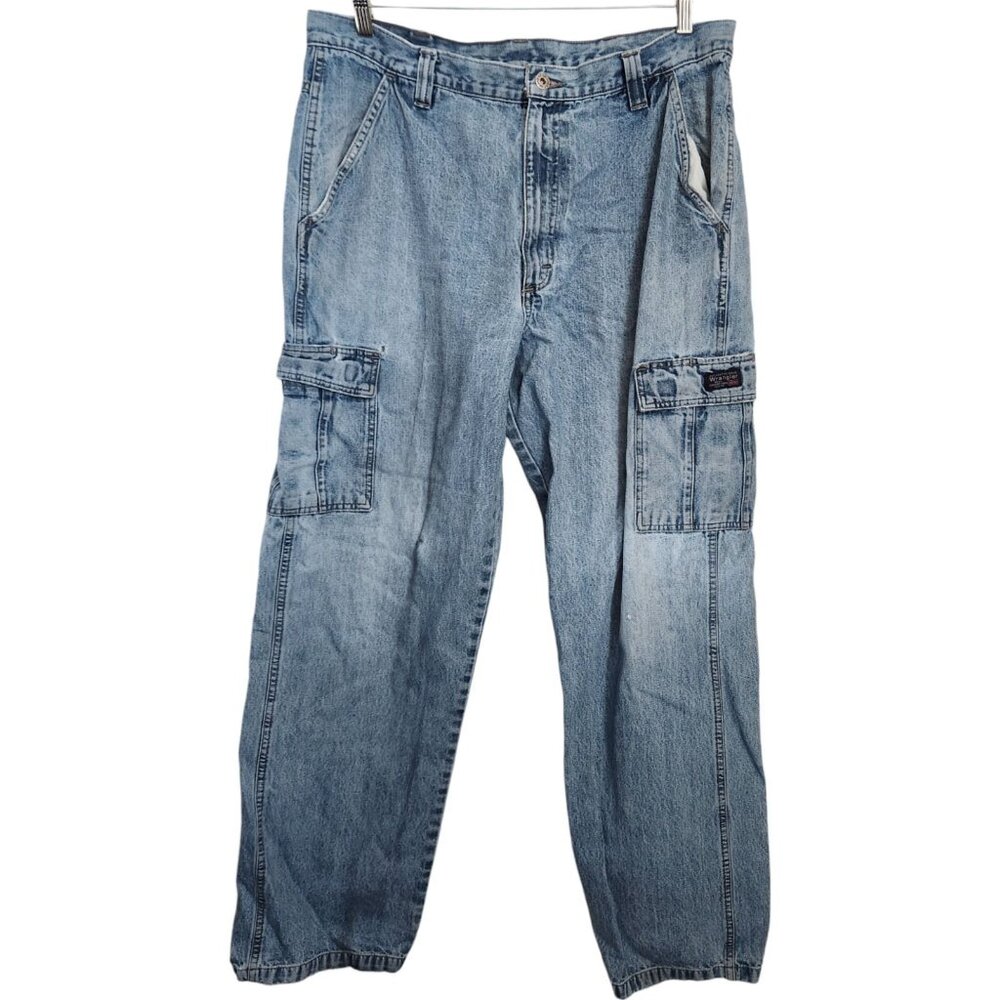 Vintage Wide leg Y2K Wrangler Hero Cargo Jeans 36X33‎ Baggy Skater Grunge